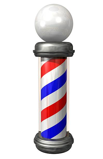 мужская парикмахерская полюс на белом - barbers pole стоковые фото и изображения