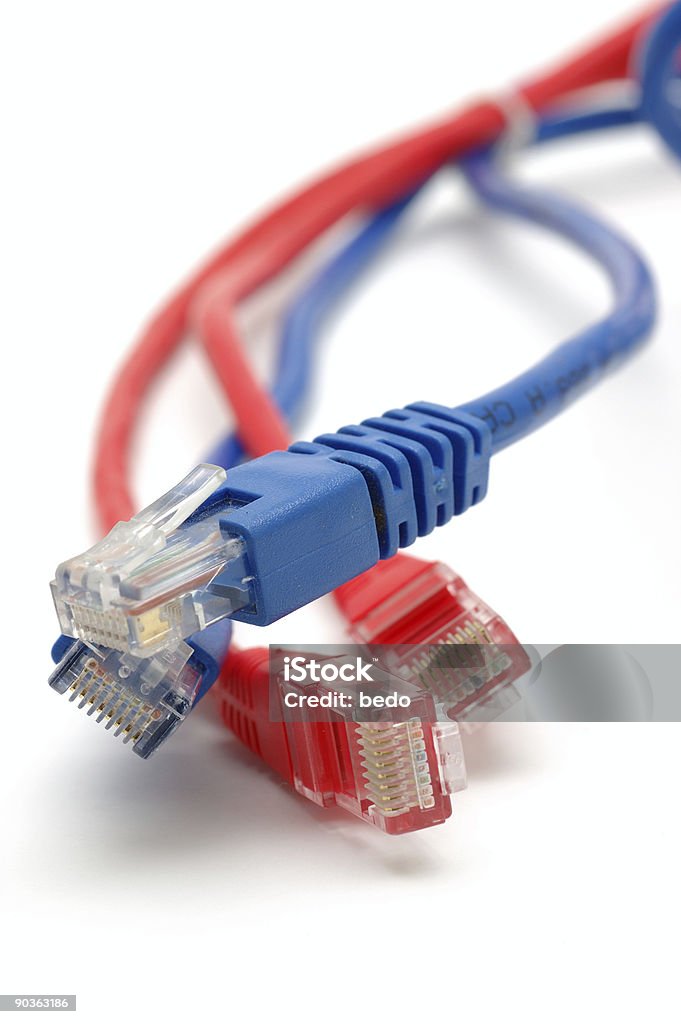 Computer Plug Blue Blue And Red Network Cable Plugs Stock Photo - Download Image Now ...