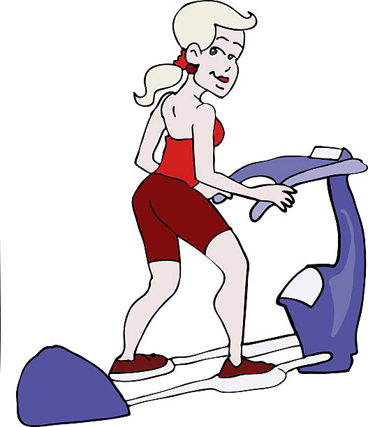 ilustraciones, imágenes clip art, dibujos animados e iconos de stock de máquinas de ejercicios - ellipse elliptical format exercising women