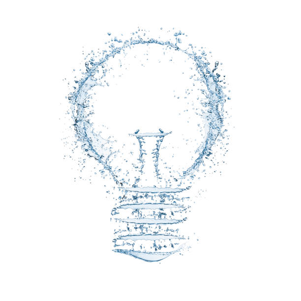 Light bulb made from splashing water isolated on white background