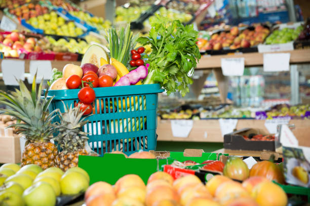 istock organic vegetables and fruits in  basket 903637206