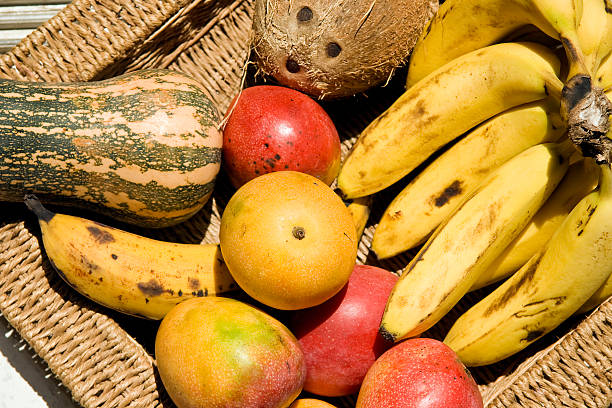 Multi Fruit basket stock photo