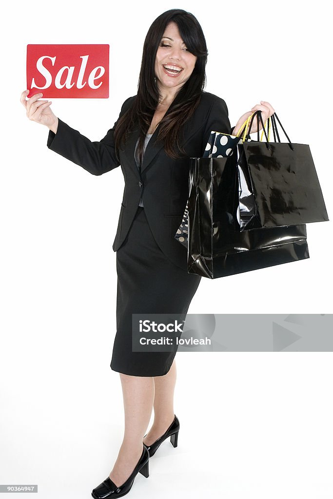 A venda tempo-mulher com sacos de Compras - Royalty-free Adulto Foto de stock