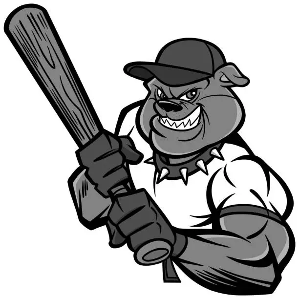 Vector illustration of Bulldog Baseball Player Illustration