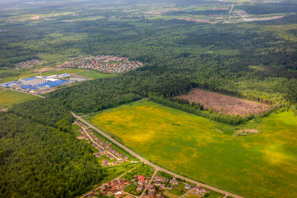 istock Aerial View of Dachas Just before Landing in Moscow, Russia 903652182