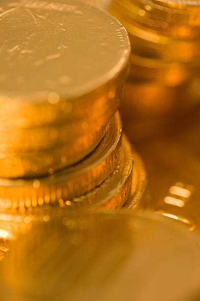 istock Financial : Chocolate Gold Coins - Pretend Money 90365743
