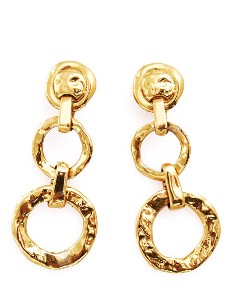 brincos de comprimento - gold earring imagens e fotografias de stock