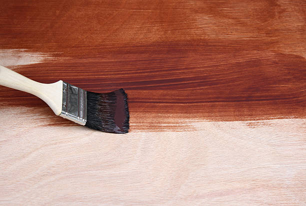 istock Paint brush painting a wooden surface 90366583