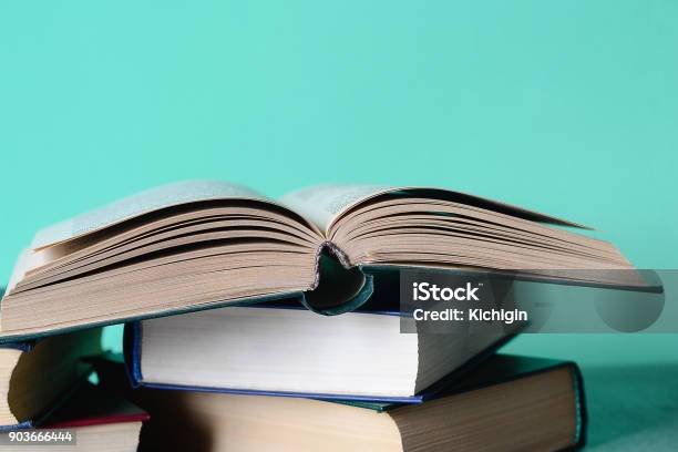 The Concept Of Education Books And Other Objects Stock Photo - Download Image Now - Backgrounds, Blank, Book