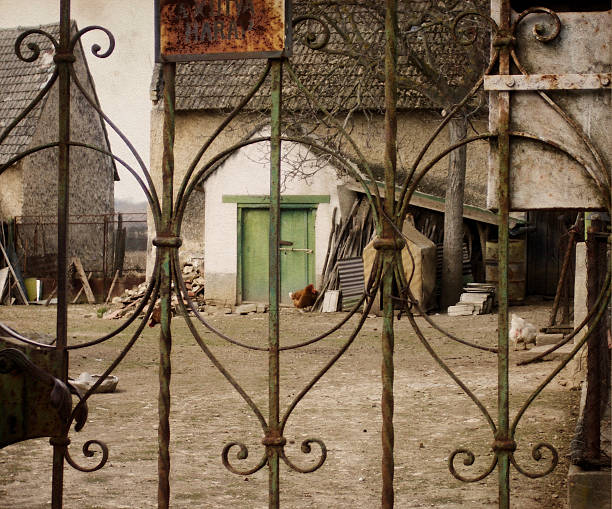 An aged photo of a typical rural scene in Eastern Europe.