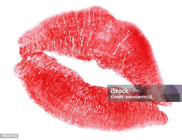 Labios Rojo Mujer Aislados En Blanco Foto de stock y más banco de imágenes de Belleza - Belleza, Besar, Blanco - Color