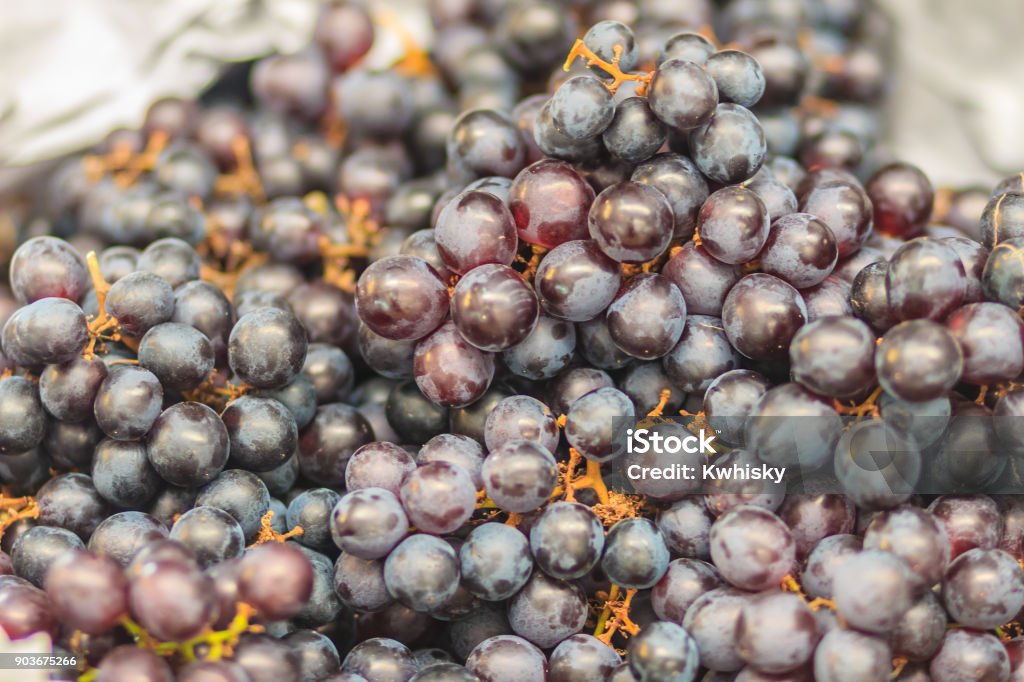Black Organic Seedless Grapes For Sale At The Fruit Market Bunch Of ...