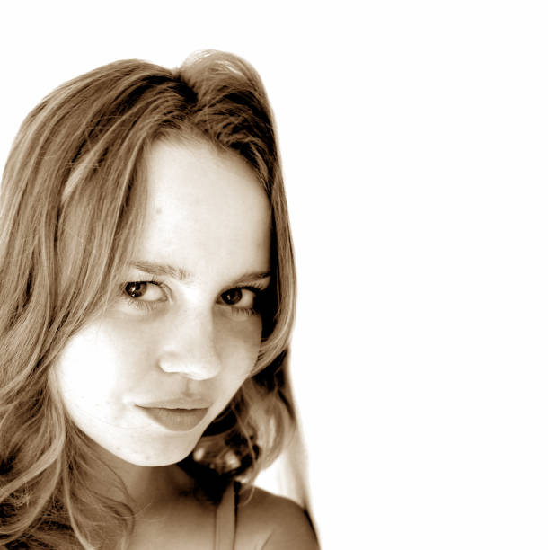 istock young woman portrait, studio shot 90367852