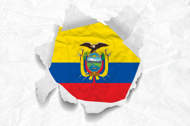 istock Ecuador Flag on a Torned Wrinkled Crumbled Grunge Paper 903678658
