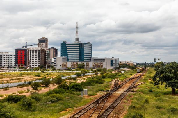 istock Railroad and rapidly developing central business district, Gaborone, Botswana, Africa, 2017 903679782
