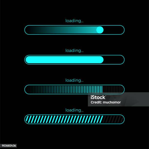 Ilustración de Barra De Carga De Progreso Futurista y más Vectores Libres de Derechos de Descargar - Internet - Descargar - Internet, Cargar, Velocidad