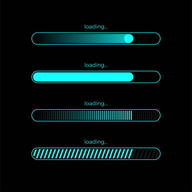 ilustrações de stock, clip art, desenhos animados e ícones de futuristic progress loading bar - carregamento