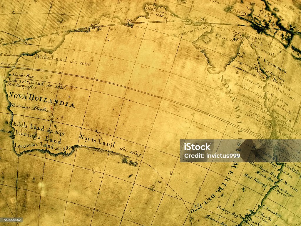 Medieval antiguo vejez de Mapa de australia Cartografía de los estudios - Foto de stock de Amarillo - Color libre de derechos