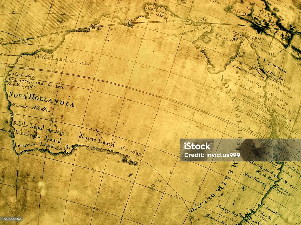 Médiévale "ancienne vieille carte de l'Australie cartographie études - Photo de Antique libre de droits
