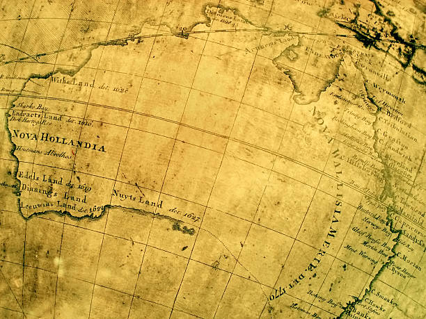 istock Medieval ancient old age aged map australia cartography studies 90368562