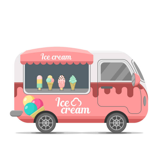 lody street food wektor przyczepa przyczepy kempingowej - vehicle trailer illustrations stock illustrations