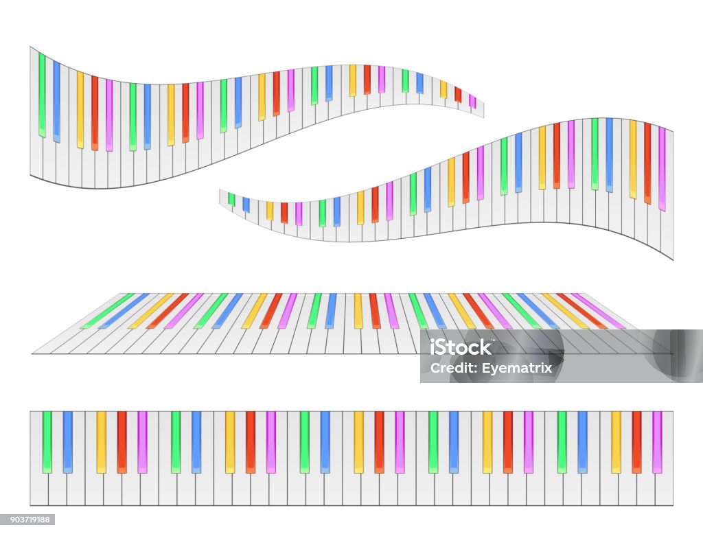 Coloured Keyboard Instrument Colored Piano Keyboards Stock Illustration - Download Image Now ...