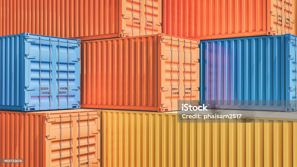 Background image container stacking overlap. Background image container stacking overlap. 3d rendering and illustration. Cargo Container Stock Photo