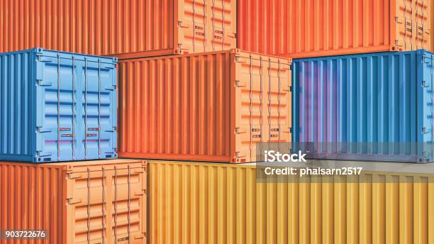 Background Image Container Stacking Overlap Stock Photo - Download Image Now - Cargo Container, Commercial Dock, Harbor