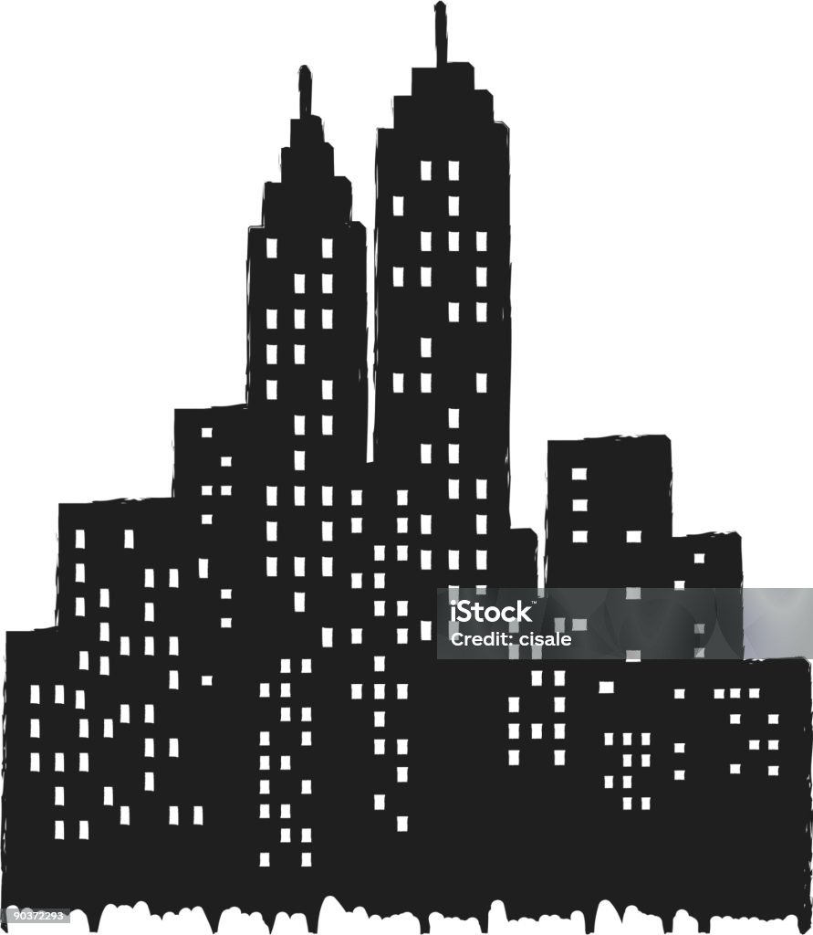 Vista a la ciudad - arte vectorial de Rascacielos libre de derechos