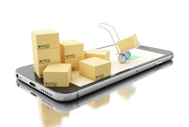 istock 3d Delivery transport with cardboard boxes on Smartphone 903725182