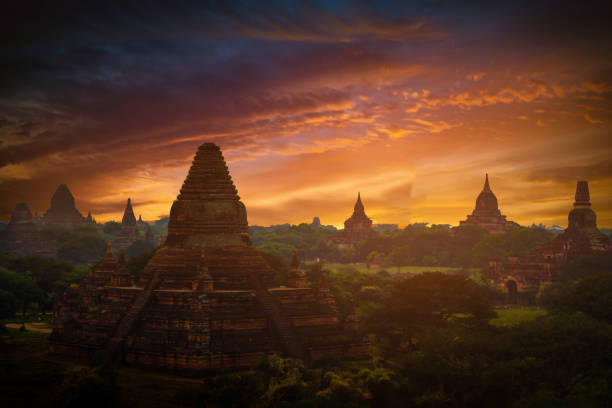 istock Landscape image of Ancient pagoda at sunset in Bagan, Myanmar. 903730838