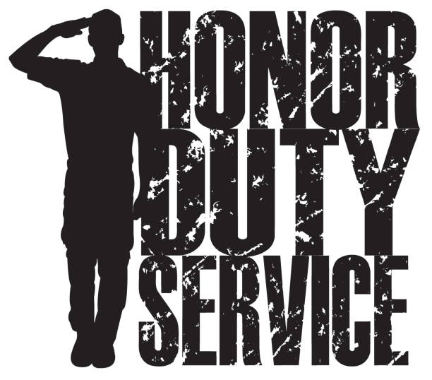 солдат армии сша, честь, долг, служба - saluting veteran armed forces military stock illustrations