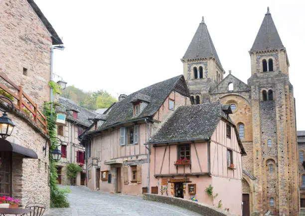 street of Conques and Abbey Church of Saint Foy