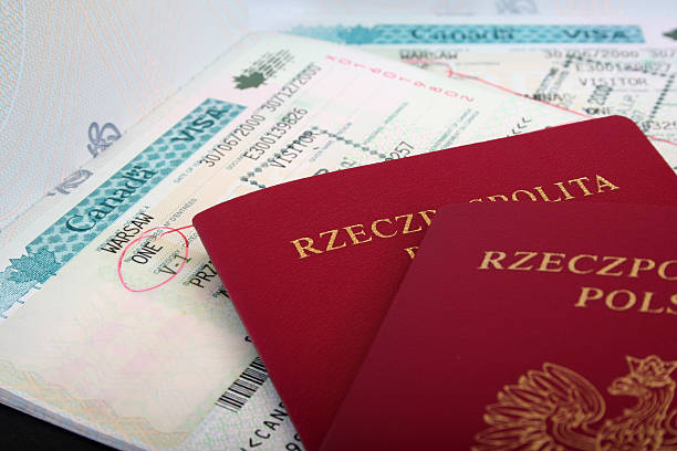 istock Polish Passport with Canadian visa 90373877