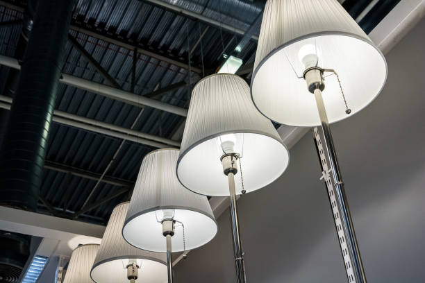 istock Several modern standing lamps in shop 903750046