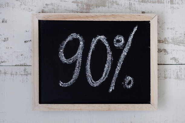90 percent discount. Blackboard with text 