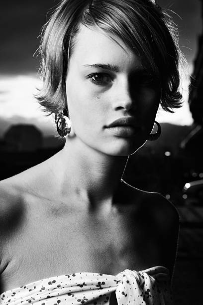 istock Black and White Caucasian Vertical Portrait 90375600