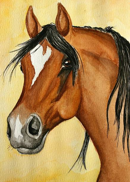 istock Arabian horse painting 90375777