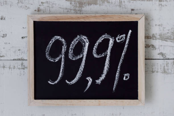 istock Blackboard with handwritten figures 99.9%. Special offer. Discount 903758984