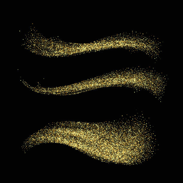 stardust-kollektion. goldglitter wave set. magischen feenstaub. glamour-design. vektor-illustration - star trail galaxy pattern star stock-grafiken, -clipart, -cartoons und -symbole