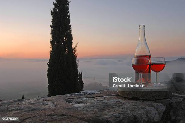 Abbinamento Di Vino Romantica - Fotografie stock e altre immagini di Rosa - Fiore - Rosa - Fiore, Bicchiere, Nebbia