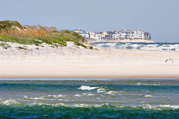 Topsail Island from Wrightsville Beach stock photo