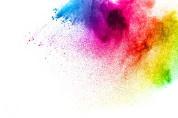 istock Freeze motion of colorful  painted powder exploding  on dark background. Abstract design of purple color dust cloud. Purple Particles explosion. Splash of colorful painted powder on black background. 903791808