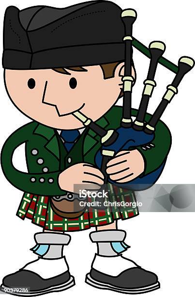 Illustrazione Di Bagpiper - Immagini vettoriali stock e altre immagini di Uomini - Uomini, Cornamusa, Kilt