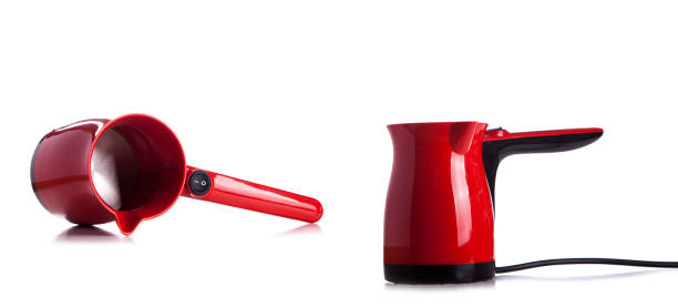 istock electric kettle isolated on white,Electric red and  black turkish coffee maker 903794906