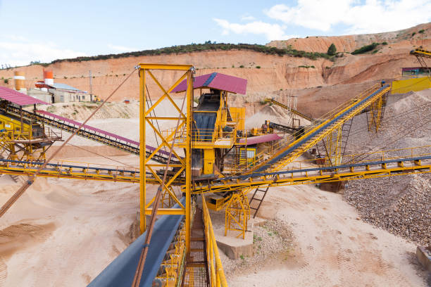 Gravel aggregate extraction - Gravel extraction of Aridos stock photo
