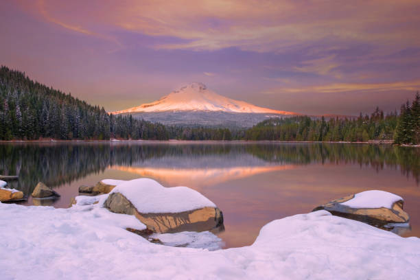 A view of Mt Hood from Trillium Lake near Portland Oregon