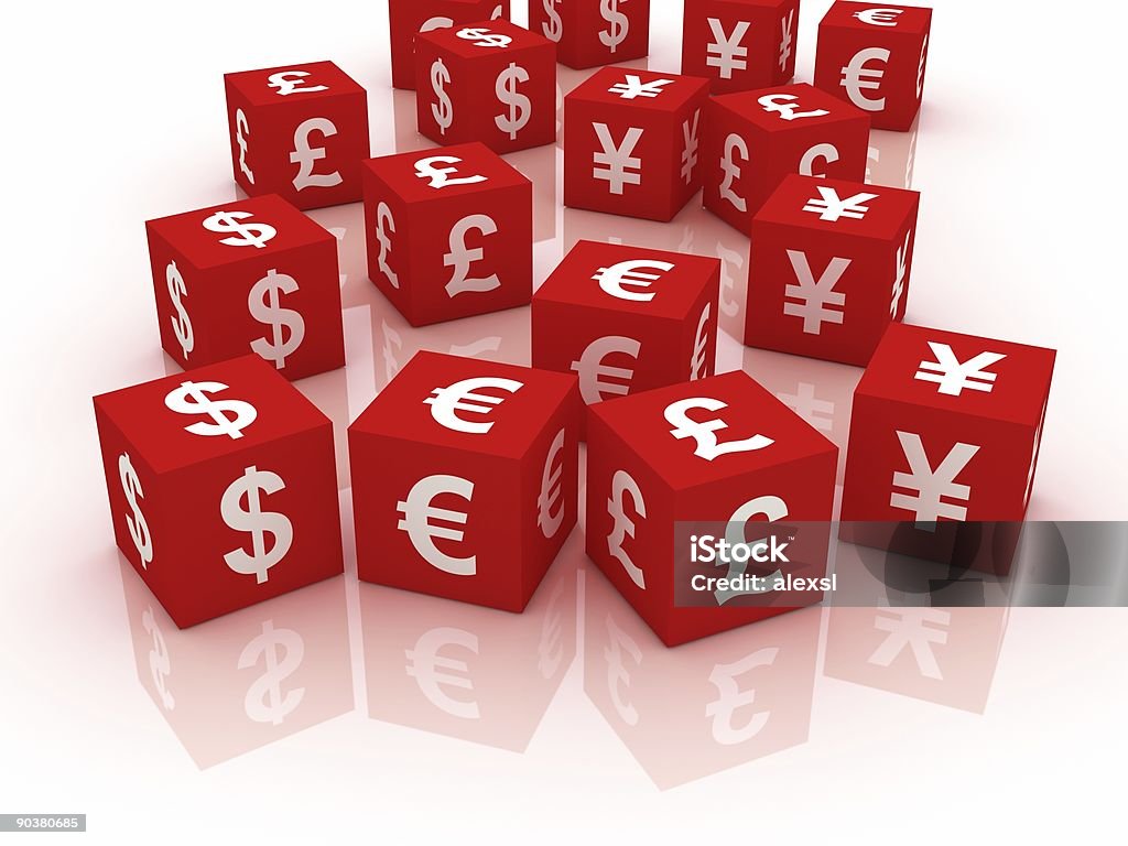 Currency Symbols  Block Shape Stock Photo