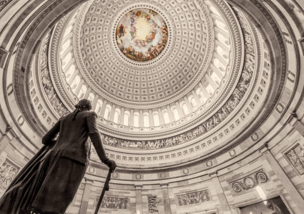 estados unidos edificio capitol de la rotonda george washington en washington, dc - washington dc capitol building dome usa fotografías e imágenes de stock