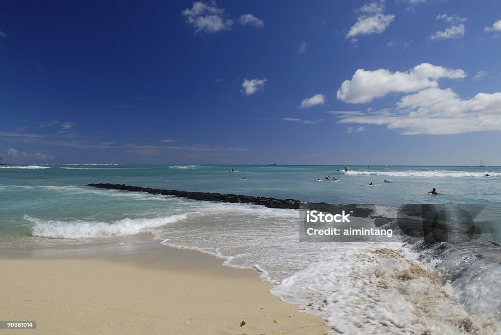 Landschaftspanorama von Waikiki Beach - Lizenzfrei Aktivitäten und Sport Stock-Foto